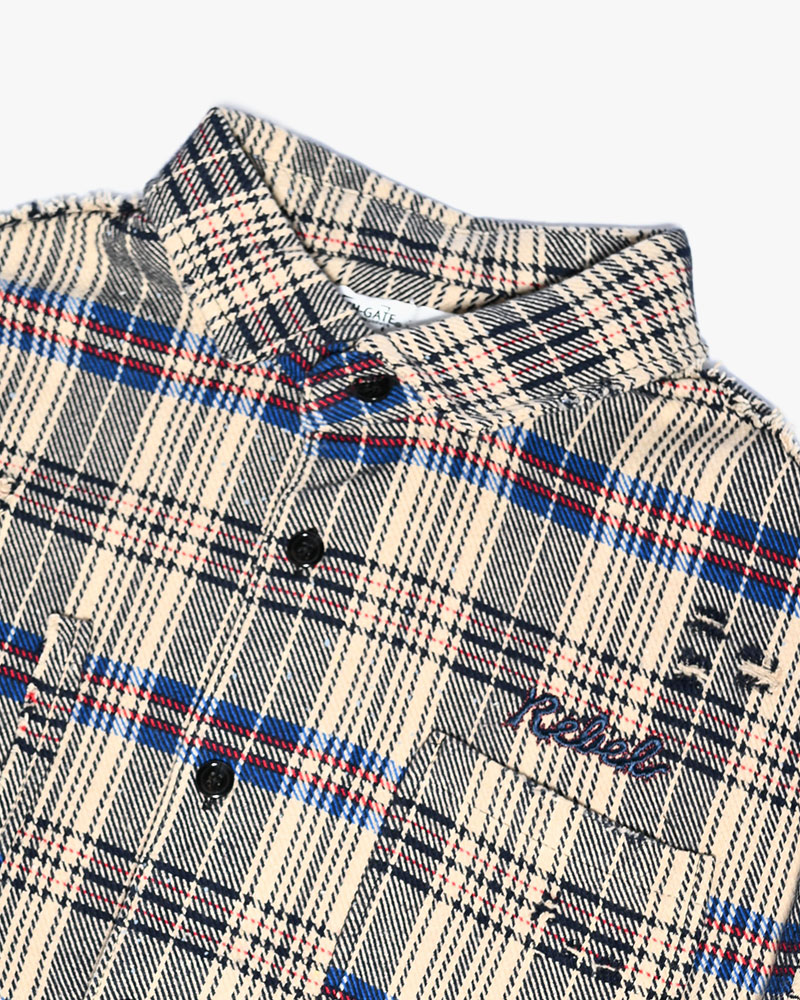 DAMAGE HEAVY CHECK SHIRT -BEIGE-