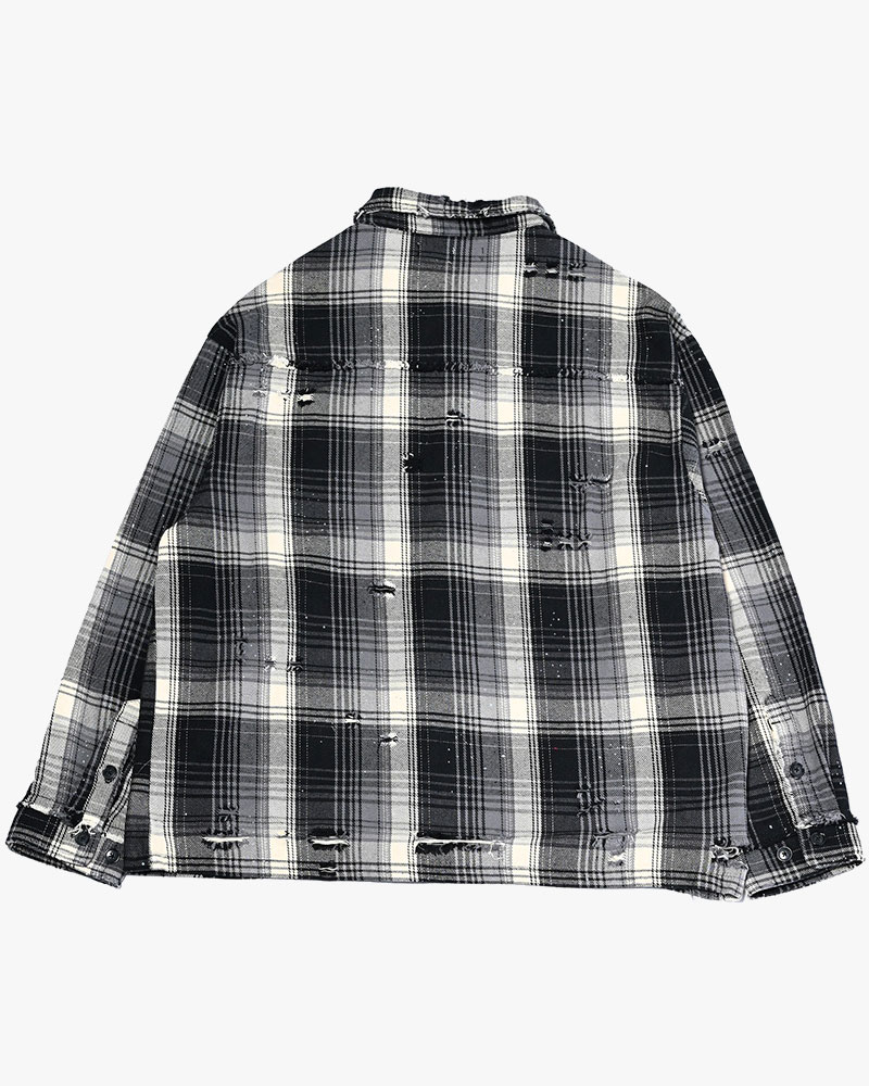 DAMAGE HEAVY CHECK SHIRT -BLACK-
