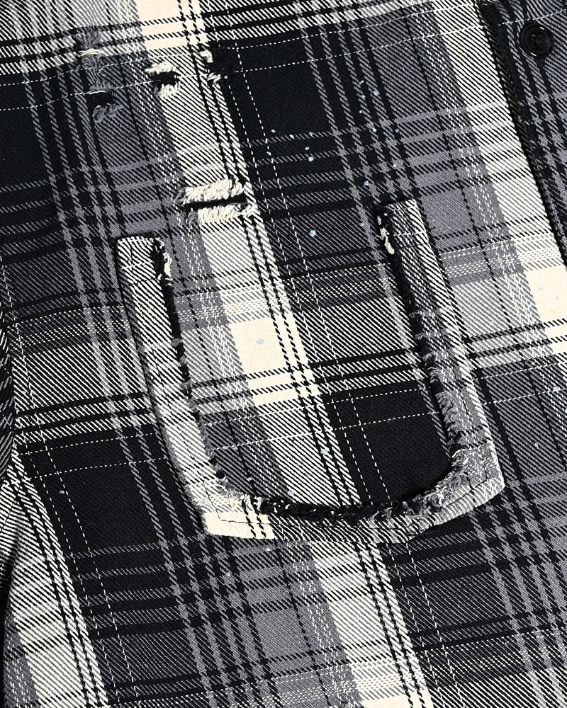 DAMAGE HEAVY CHECK SHIRT -BLACK-