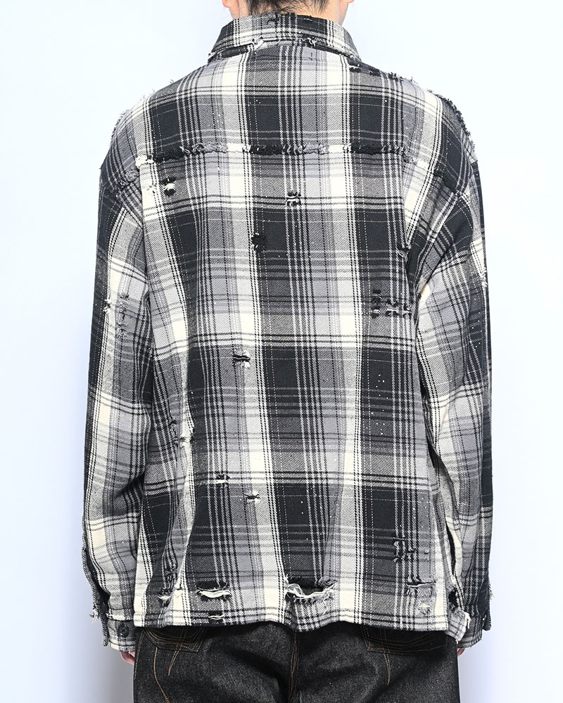 DAMAGE HEAVY CHECK SHIRT -BLACK-