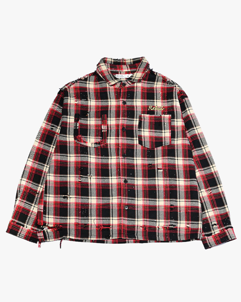 DAMAGE HEAVY CHECK SHIRT -RED-