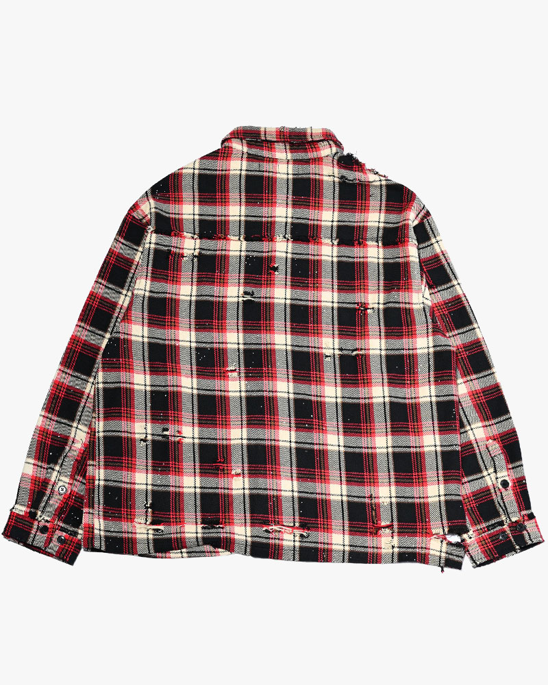 DAMAGE HEAVY CHECK SHIRT -RED-