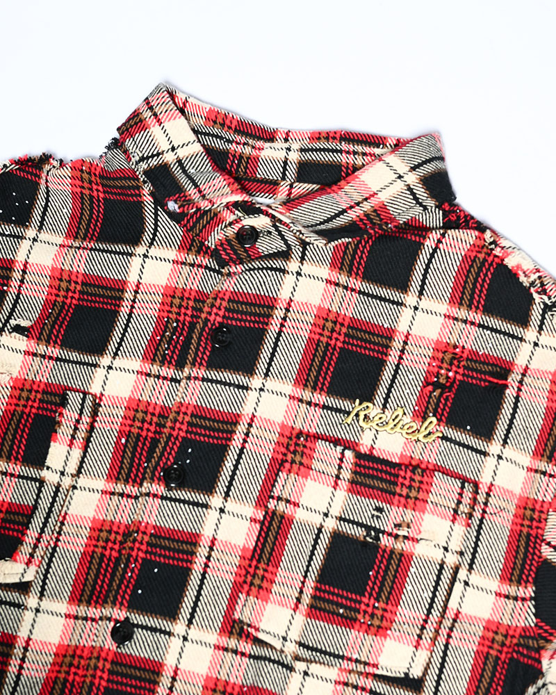 DAMAGE HEAVY CHECK SHIRT -RED-