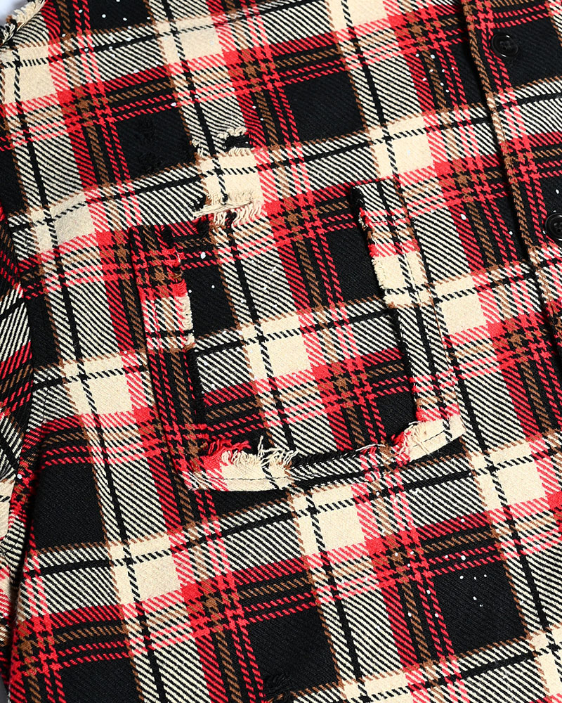 DAMAGE HEAVY CHECK SHIRT -RED-
