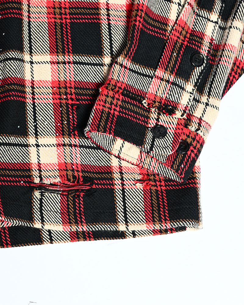 DAMAGE HEAVY CHECK SHIRT -RED-