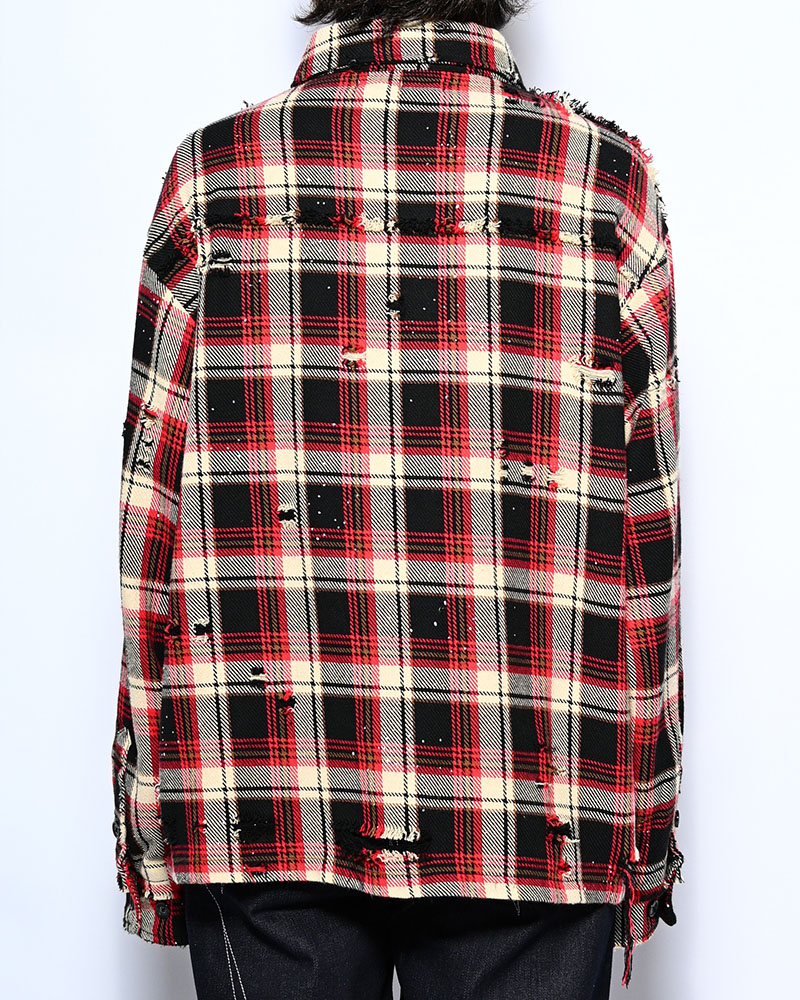 DAMAGE HEAVY CHECK SHIRT -RED-