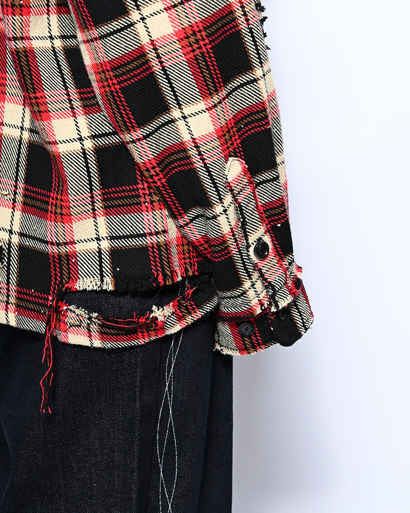 DAMAGE HEAVY CHECK SHIRT -RED-