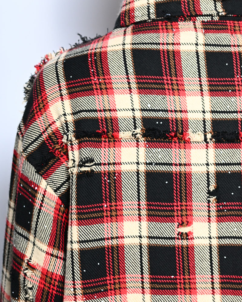 DAMAGE HEAVY CHECK SHIRT -RED-