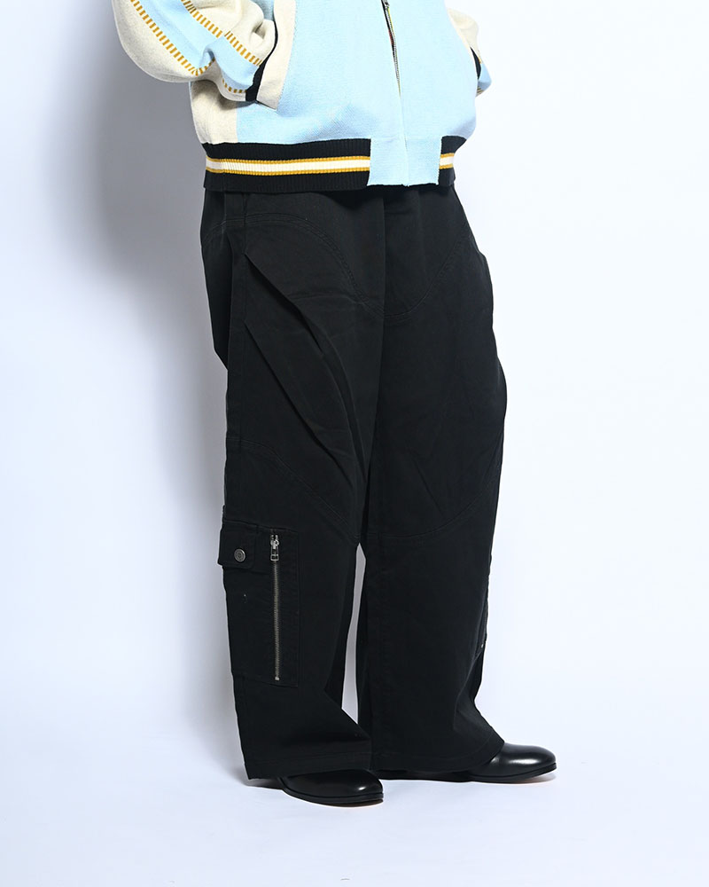 TUCK CURGO PANTS -BLACK-