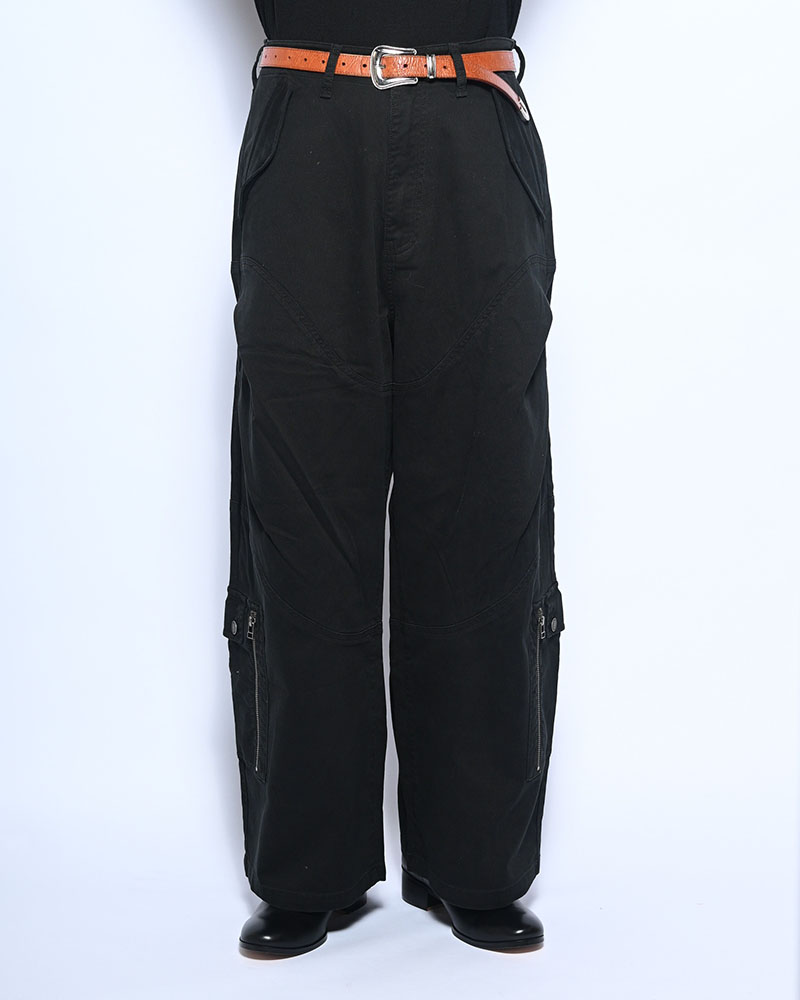 TUCK CURGO PANTS -BLACK-