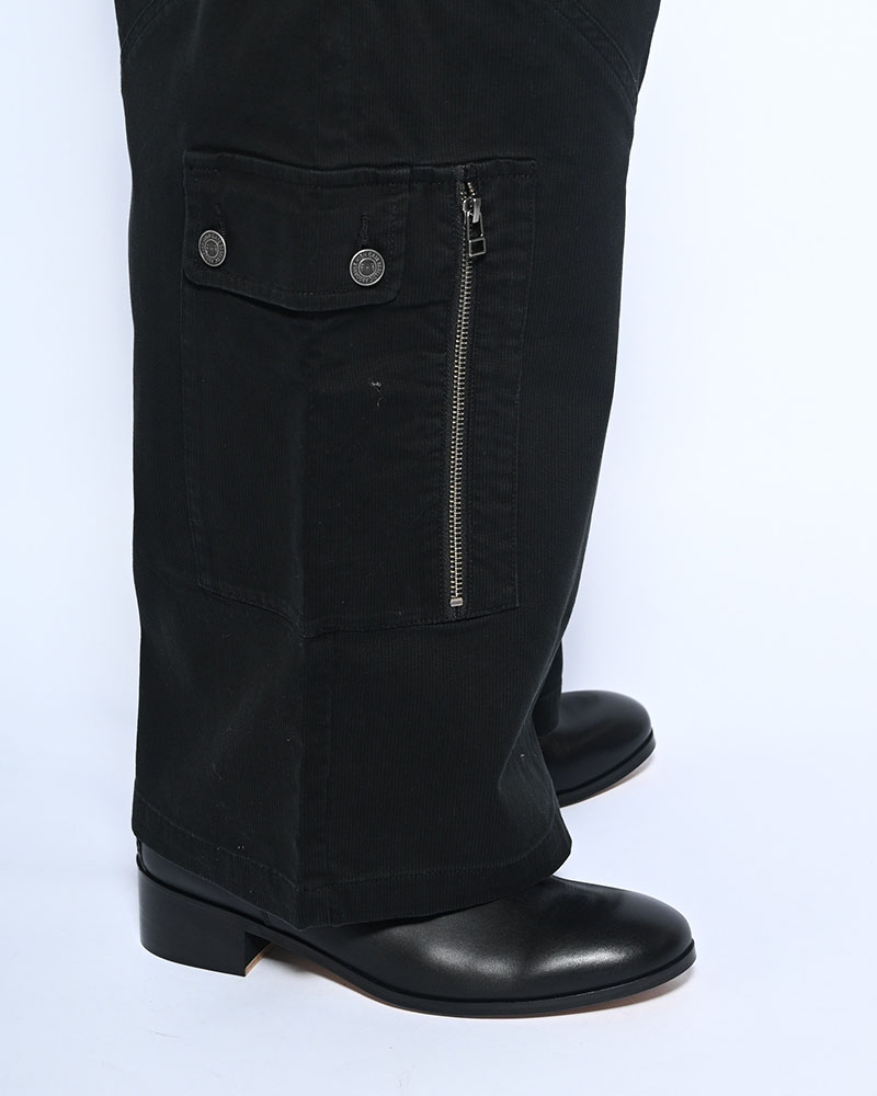TUCK CURGO PANTS -BLACK-