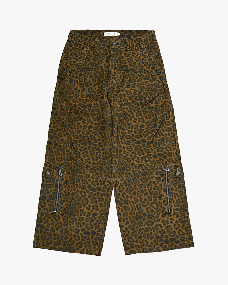 LEOPARD TUCK CURGO PANTS -BROWN-