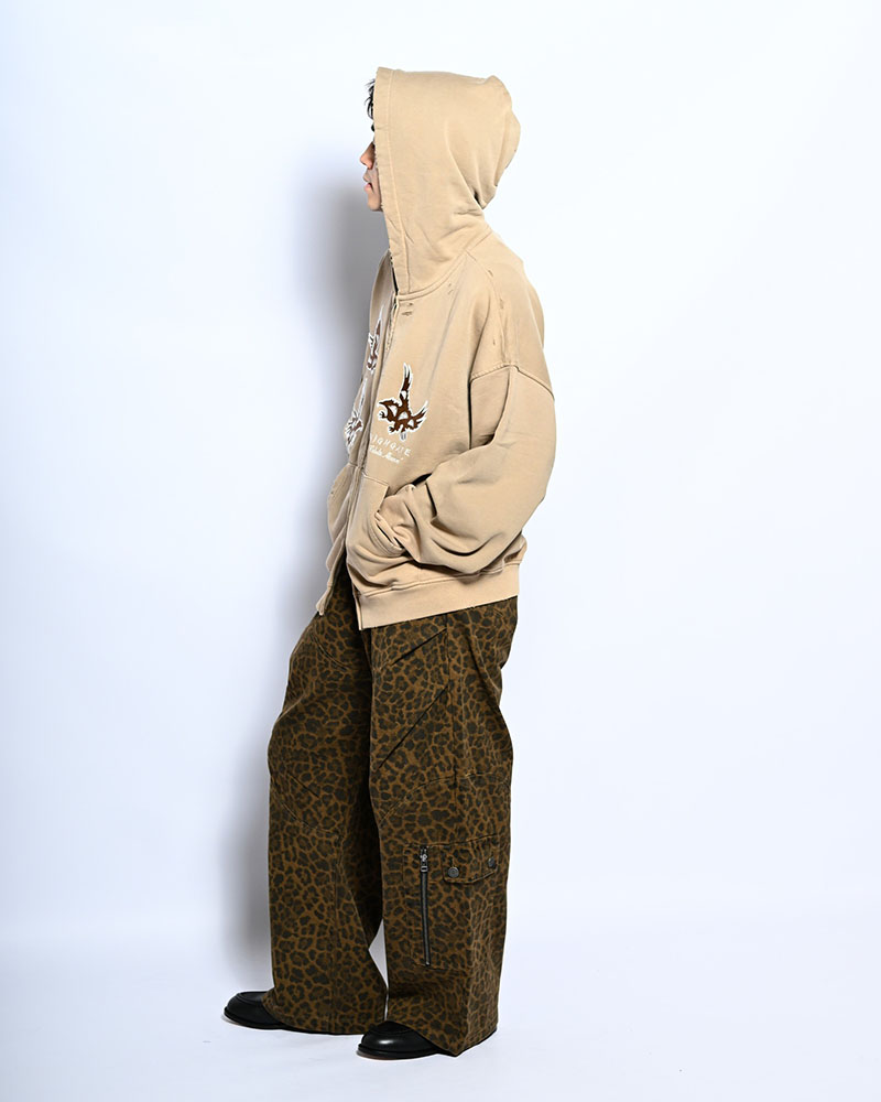 LEOPARD TUCK CURGO PANTS -BROWN-