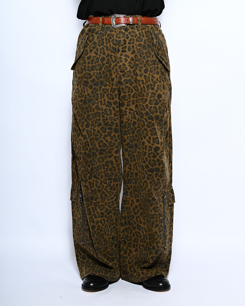 LEOPARD TUCK CURGO PANTS -BROWN-