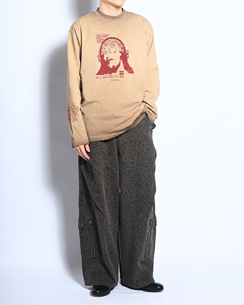 LEOPARD TUCK CURGO PANTS -GRAY-