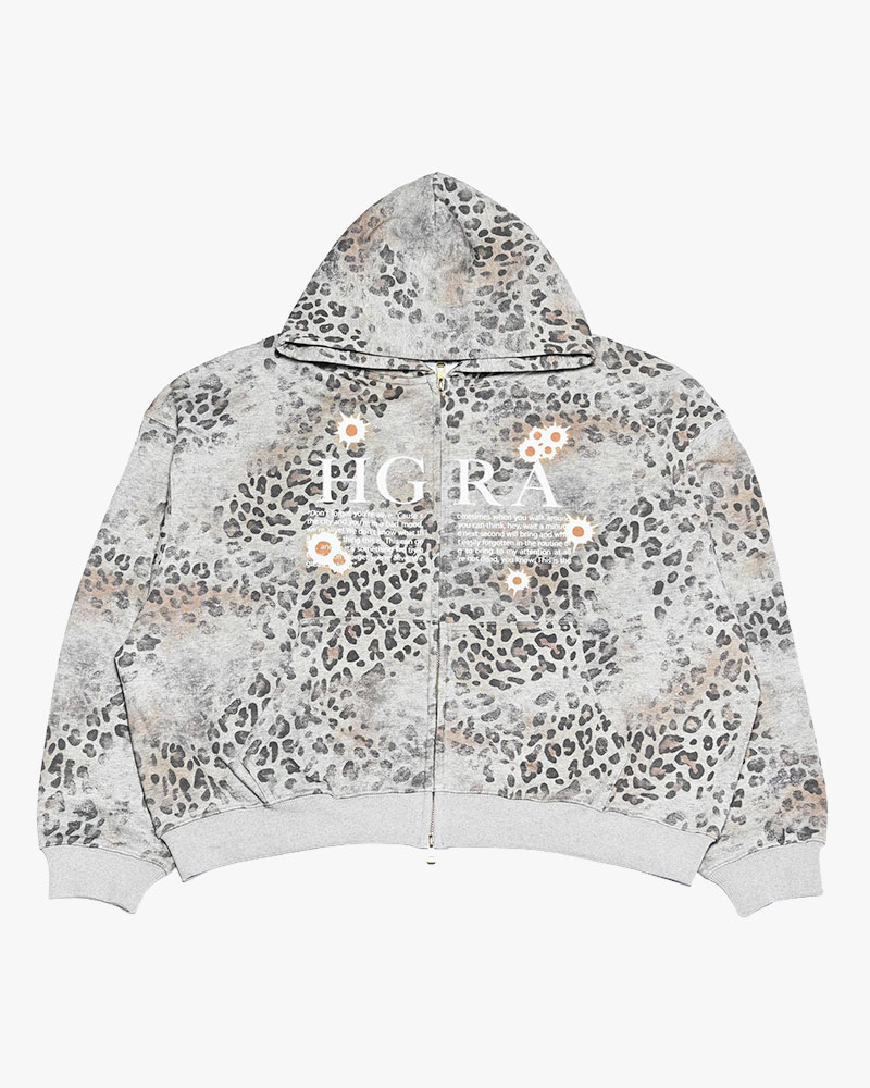 SHOT MESSAGE ZIP HOODIE -LEOPARD-