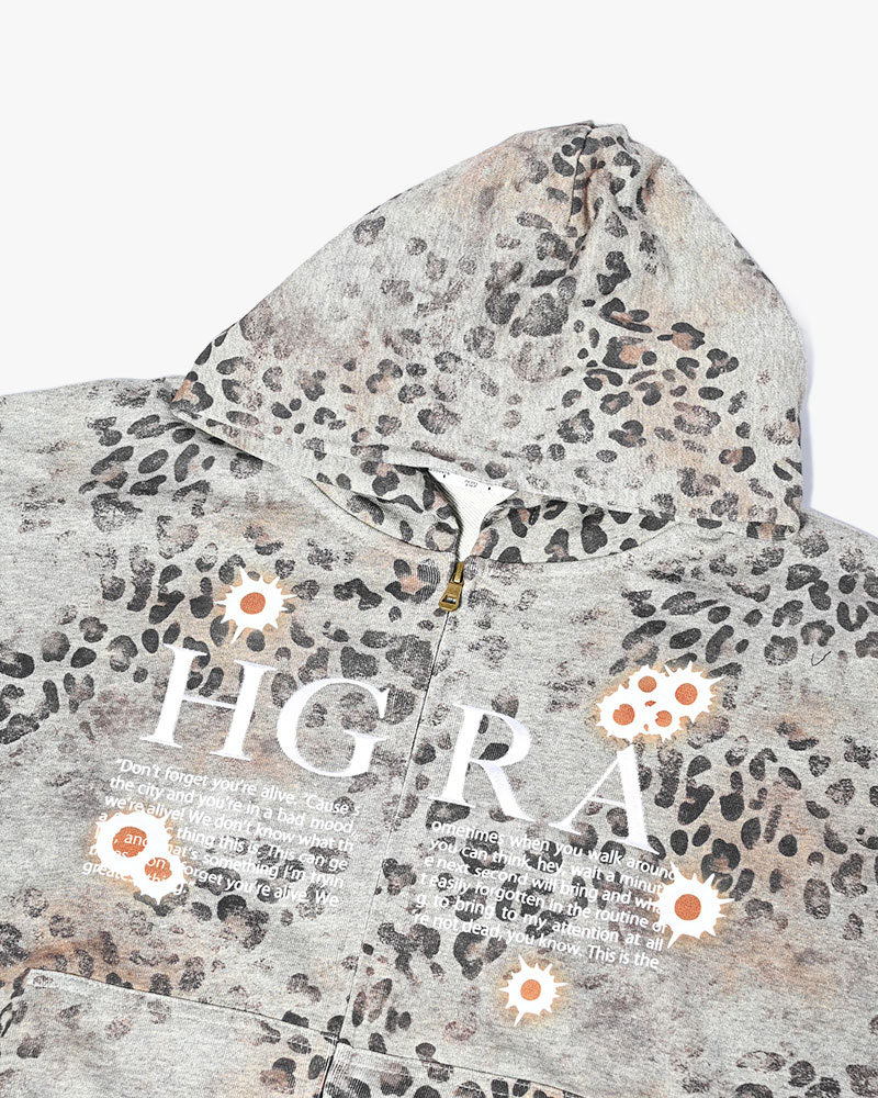 SHOT MESSAGE ZIP HOODIE -LEOPARD-
