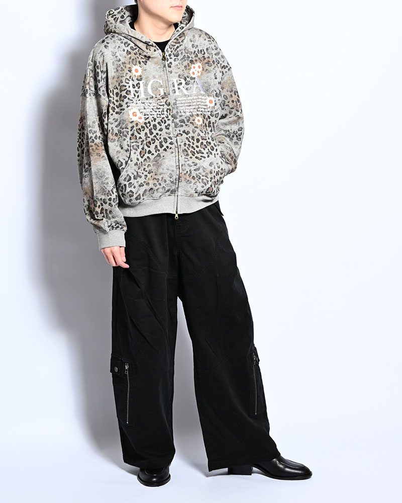 SHOT MESSAGE ZIP HOODIE -LEOPARD-