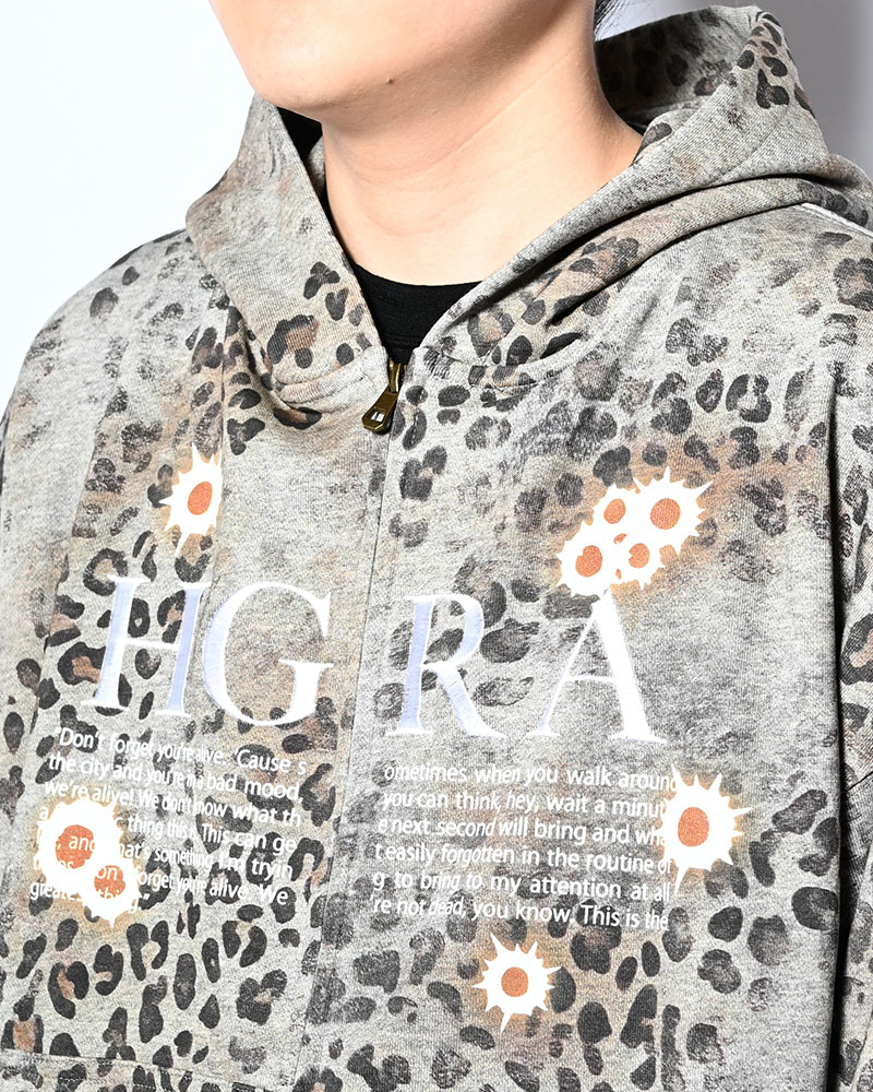 SHOT MESSAGE ZIP HOODIE -LEOPARD-