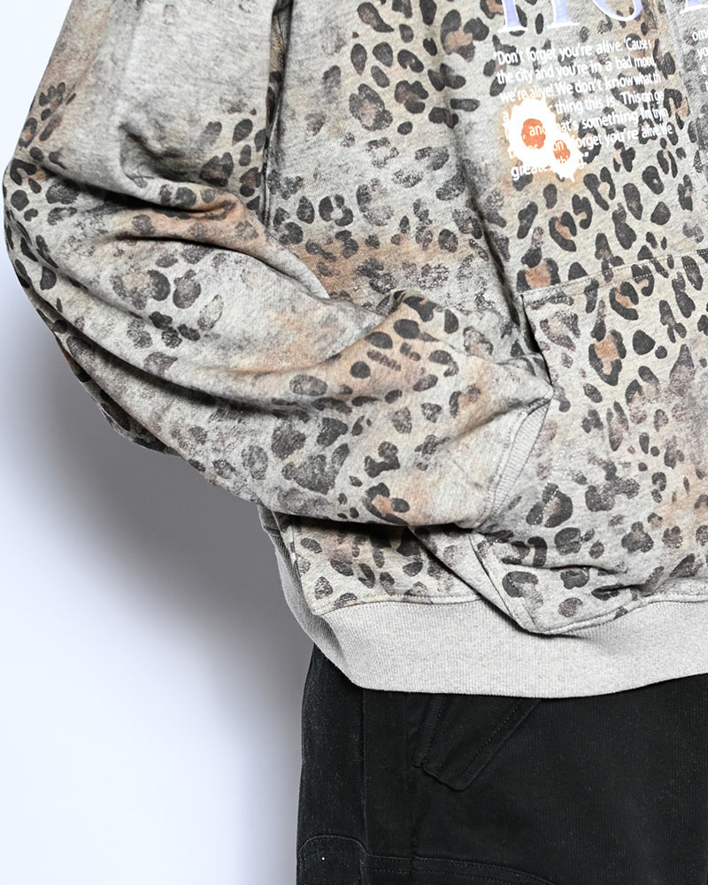 SHOT MESSAGE ZIP HOODIE -LEOPARD-