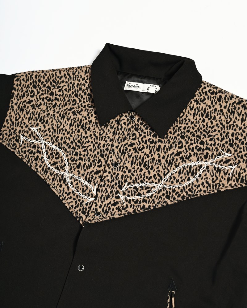 LEOPARD ROCKABILLY JACKET -BLACK-