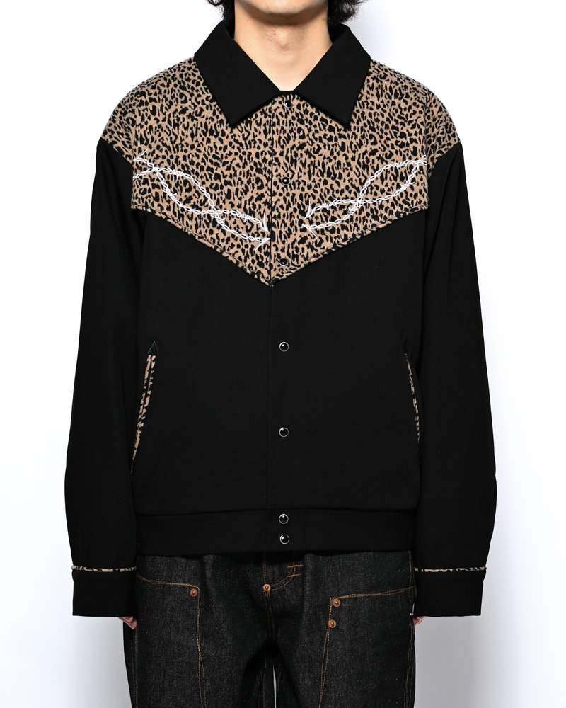 LEOPARD ROCKABILLY JACKET -BLACK-