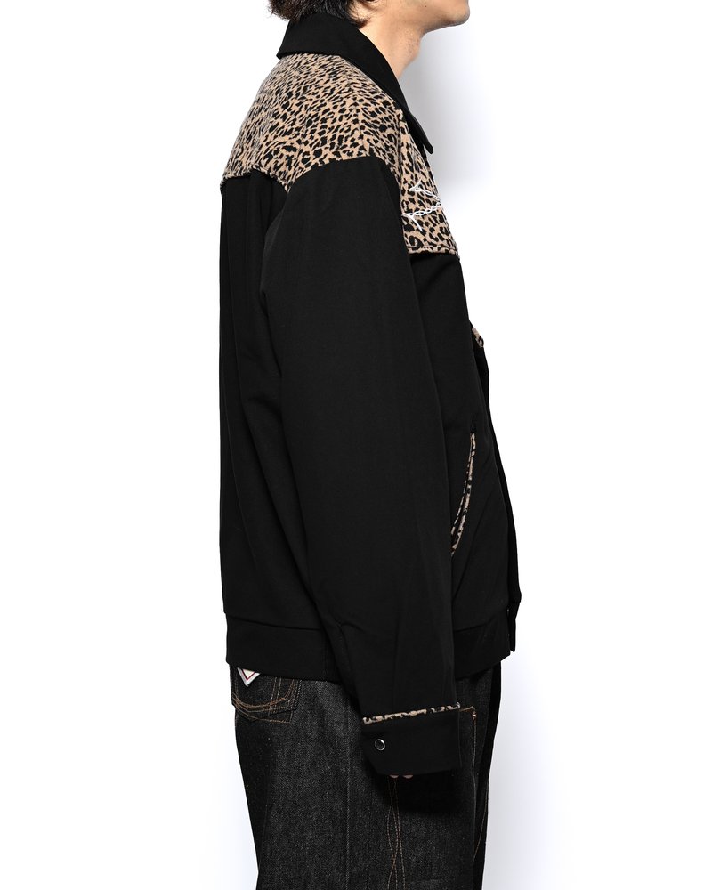 LEOPARD ROCKABILLY JACKET -BLACK-