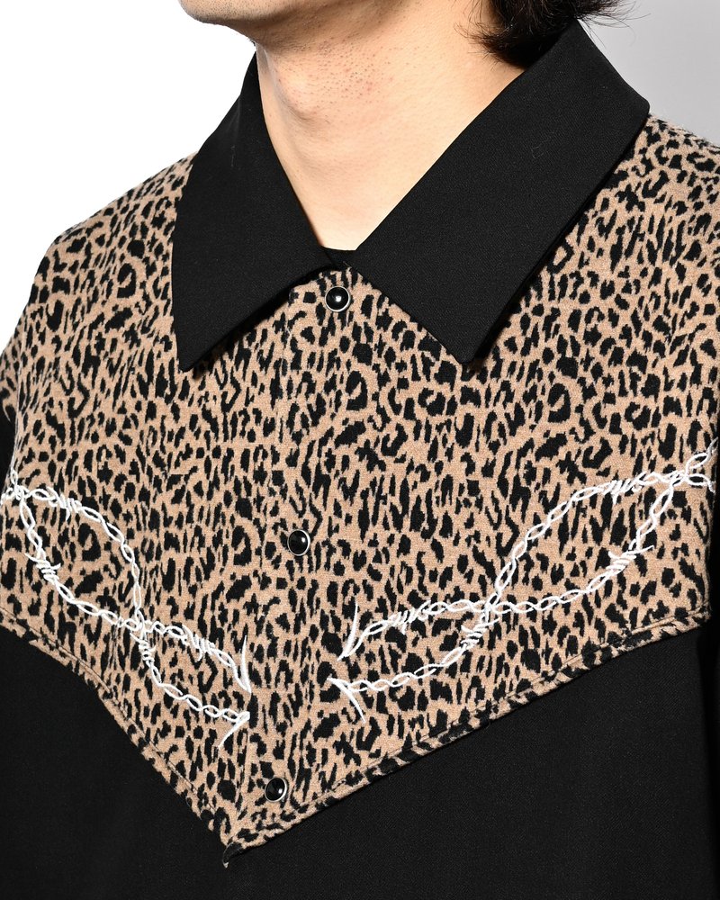 LEOPARD ROCKABILLY JACKET -BLACK-
