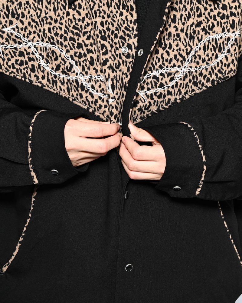 LEOPARD ROCKABILLY JACKET -BLACK-