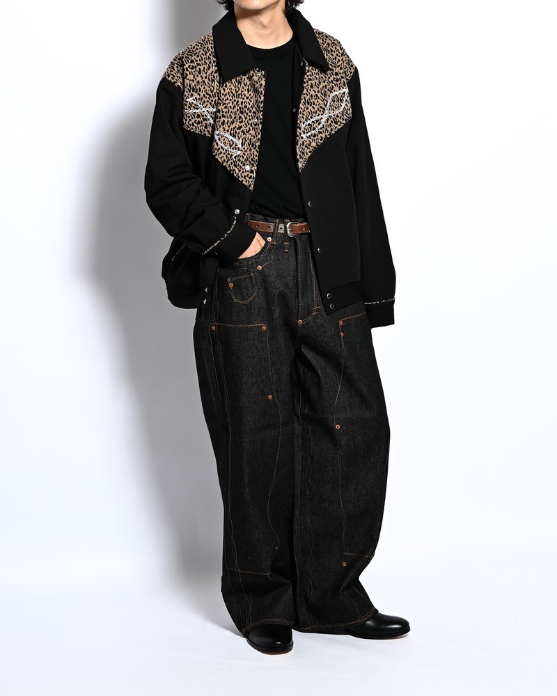 LEOPARD ROCKABILLY JACKET -BLACK-