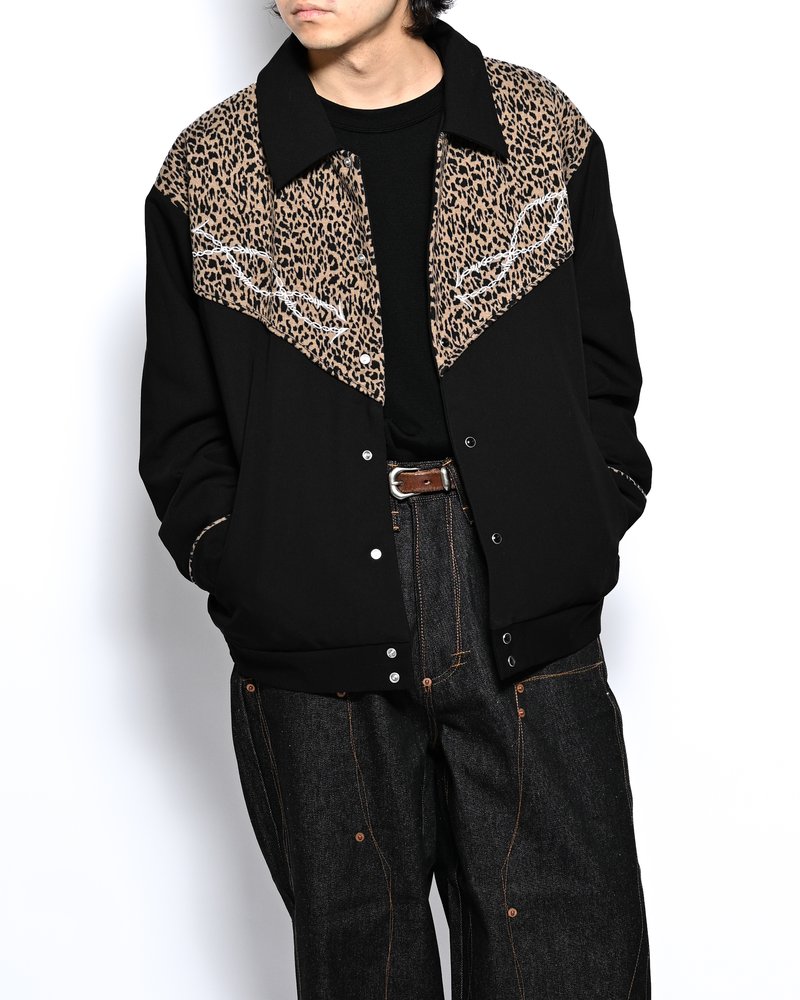 LEOPARD ROCKABILLY JACKET -BLACK-