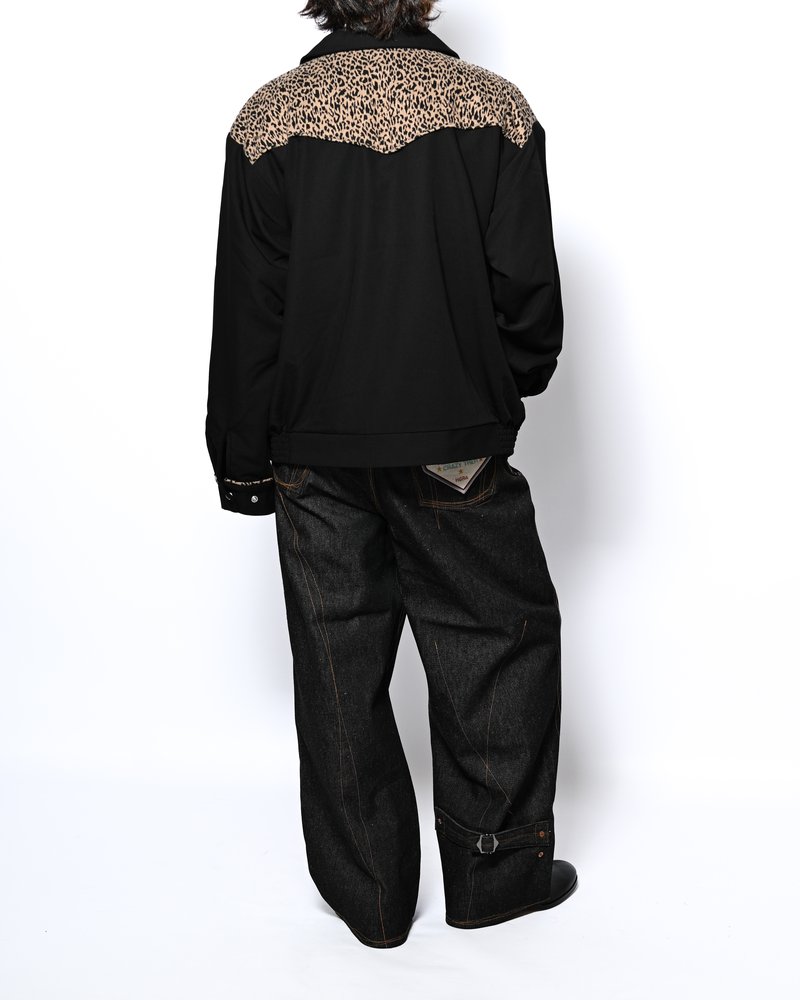 LEOPARD ROCKABILLY JACKET -BLACK-