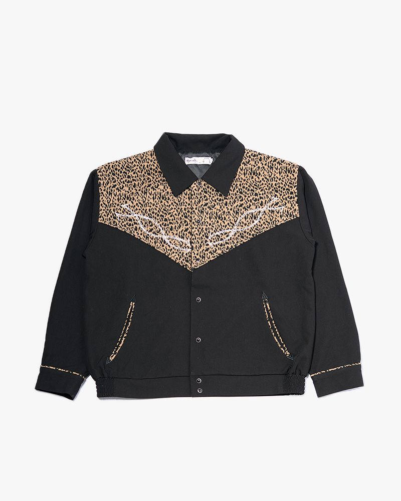 LEOPARD ROCKABILLY JACKET -BLACK-