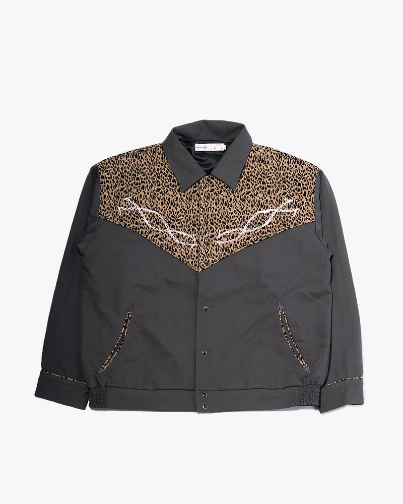 LEOPARD ROCKABILLY JACKET -GRAY-