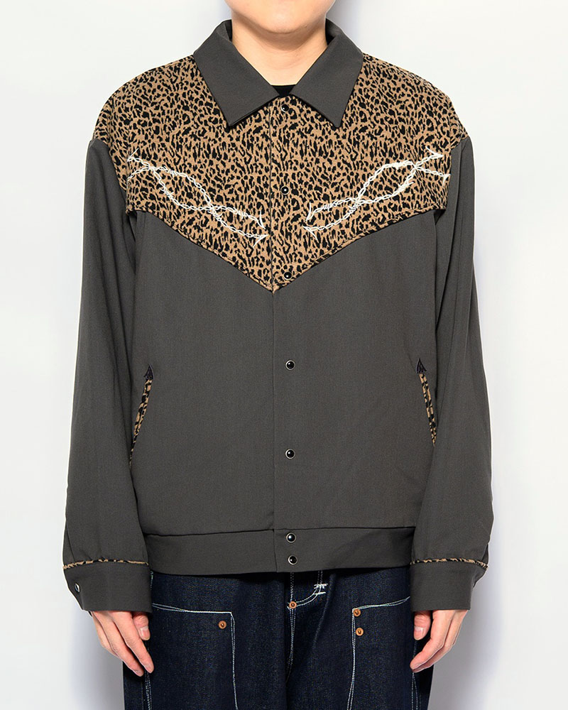 LEOPARD ROCKABILLY JACKET -GRAY-