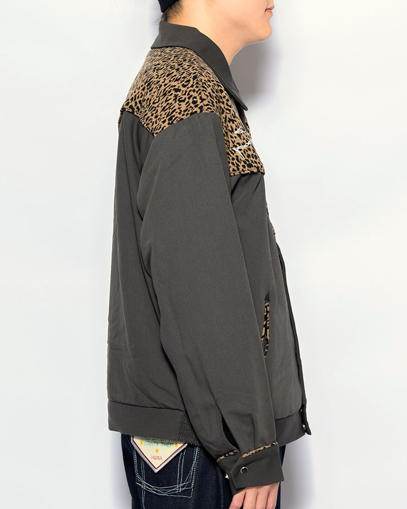 LEOPARD ROCKABILLY JACKET -GRAY-
