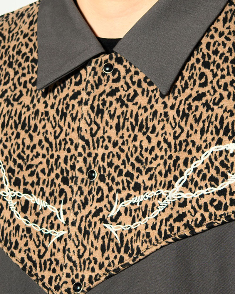 LEOPARD ROCKABILLY JACKET -GRAY-