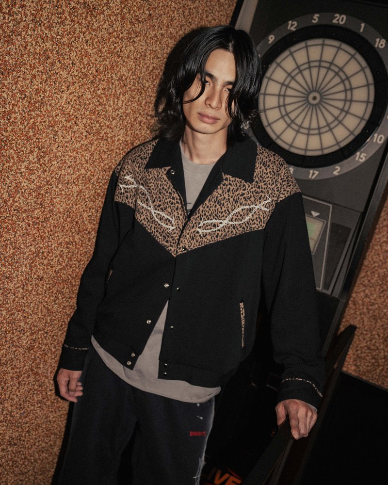 LEOPARD ROCKABILLY JACKET -GRAY-