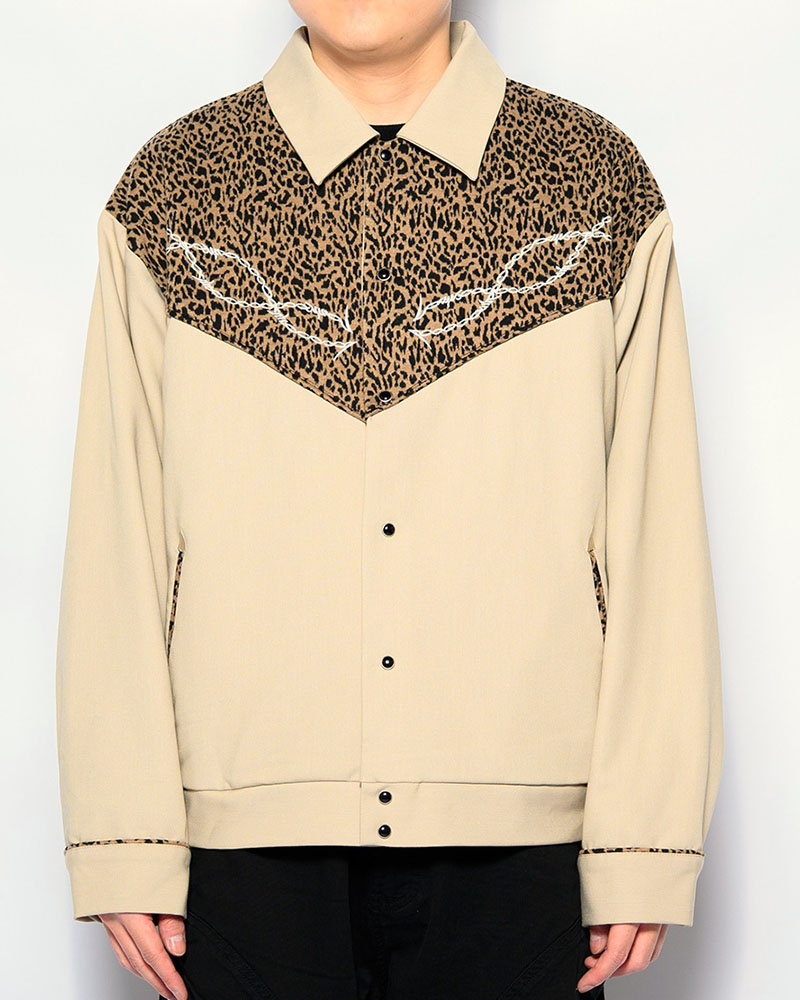 LEOPARD ROCKABILLY JACKET -OFF WHITE-