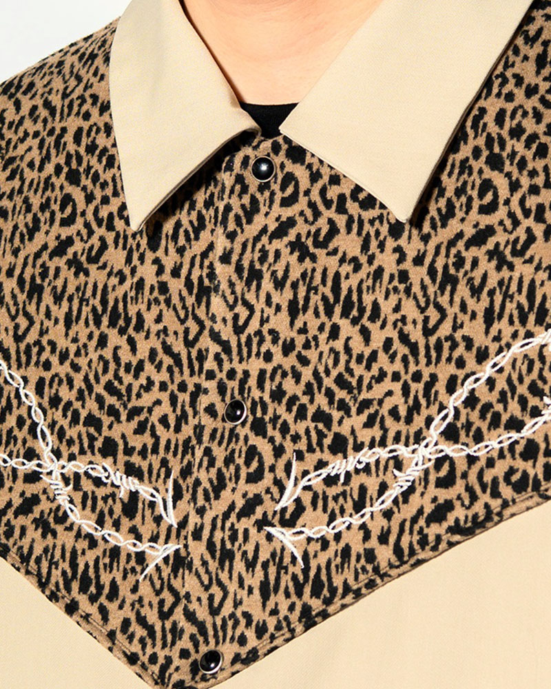 LEOPARD ROCKABILLY JACKET -OFF WHITE-