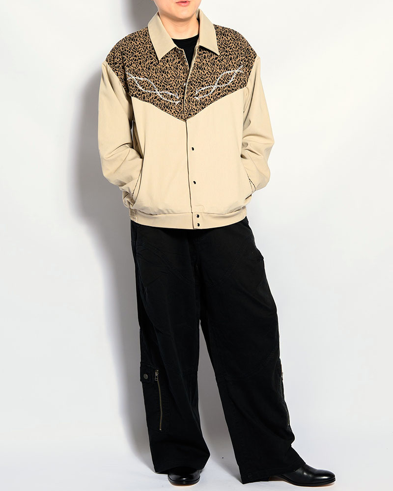 LEOPARD ROCKABILLY JACKET -OFF WHITE-