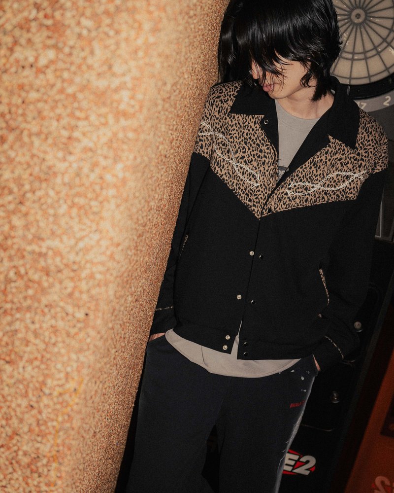 LEOPARD ROCKABILLY JACKET -OFF WHITE-