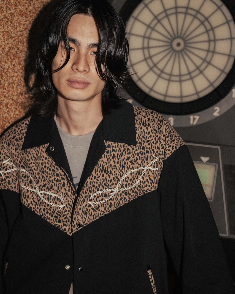 LEOPARD ROCKABILLY JACKET -OFF WHITE-