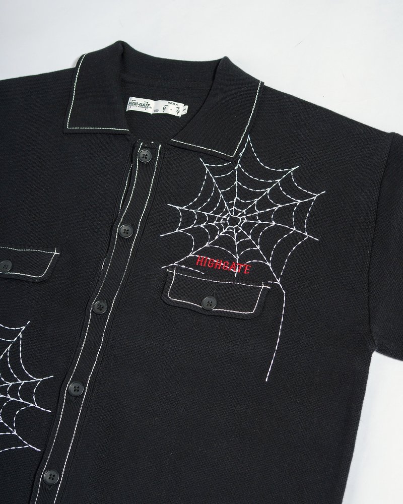 SPIDER STITCH KNIT SHIRT -BLACK-