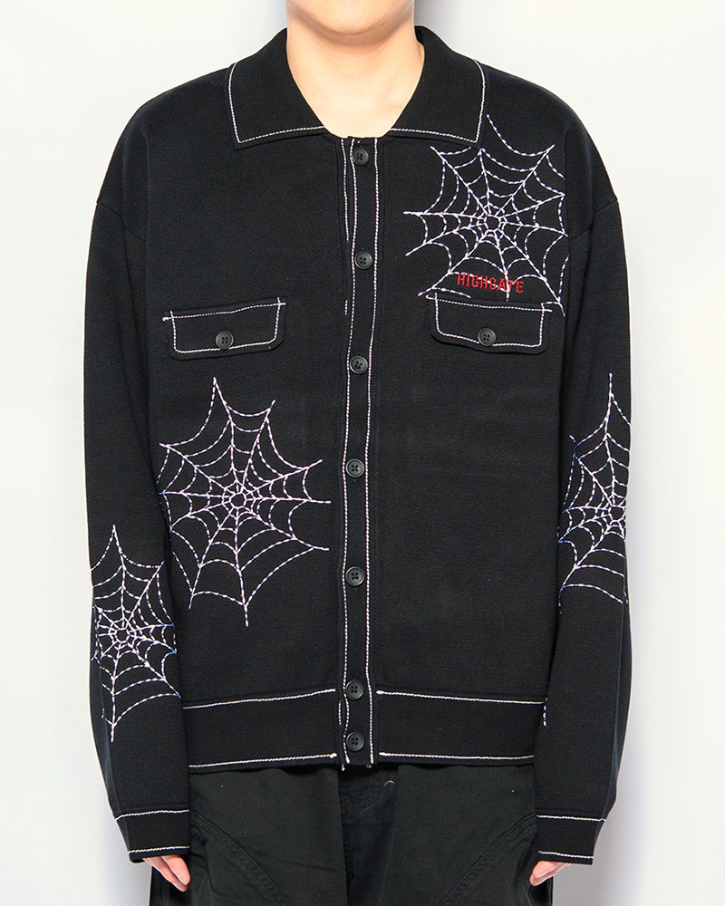 SPIDER STITCH KNIT SHIRT -BLACK-