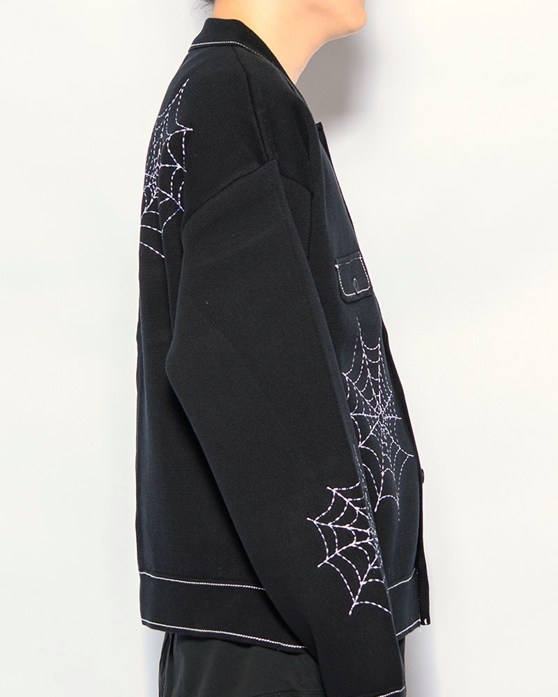 SPIDER STITCH KNIT SHIRT -BLACK-