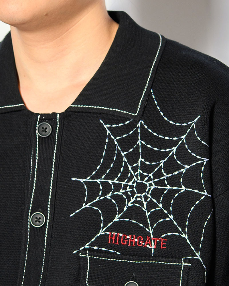 SPIDER STITCH KNIT SHIRT -BLACK-