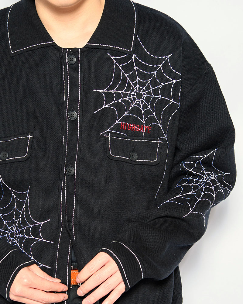 SPIDER STITCH KNIT SHIRT -BLACK-