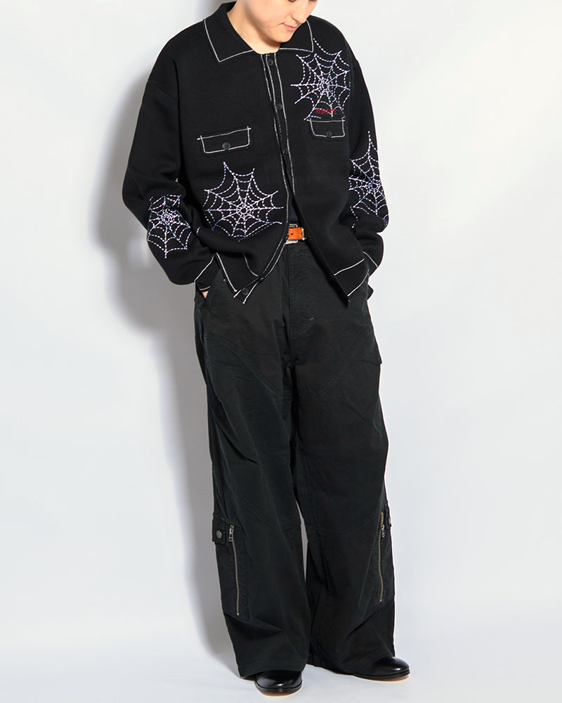 SPIDER STITCH KNIT SHIRT -BLACK-