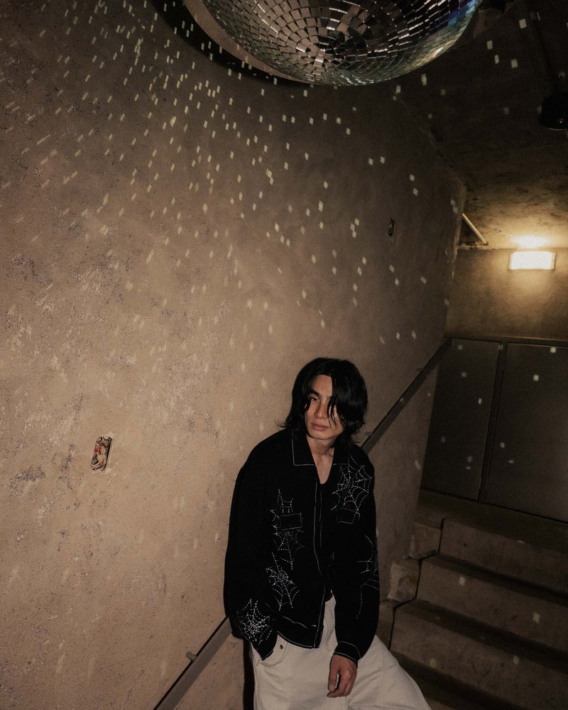 SPIDER STITCH KNIT SHIRT -BLACK-